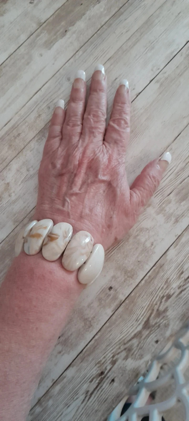 Cream marbled resin bracelet, Bohemian style – photo 4